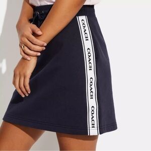 COACH A-Line Short Mini Skirt Navy White Logo